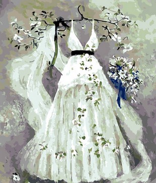 현대 그림 소녀 드레스 40X50cm 액자 캔버스 그림 벽에 거실 캔버스 유화 AOP009